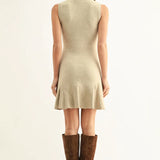 Adelyn Rae | Gabrielle Flared Sleeveless Knit Mini Dress - Oatmeal