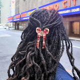 Solar Eclipse | Hand-painted Red Plaid Coquette Bow Claw Hair Clip
