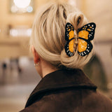 Solar Eclipse | Hand-painted Monarch Butterfly Claw Hair Clip