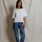 Perfect White Tee | Ezra French Terry Short Sleeve Sweatshirt - White