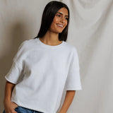 Perfect White Tee | Ezra French Terry Short Sleeve Sweatshirt - White