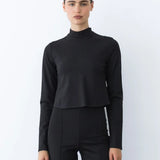 Ripley Rader | Ponte Knit Mock Turtleneck - Black