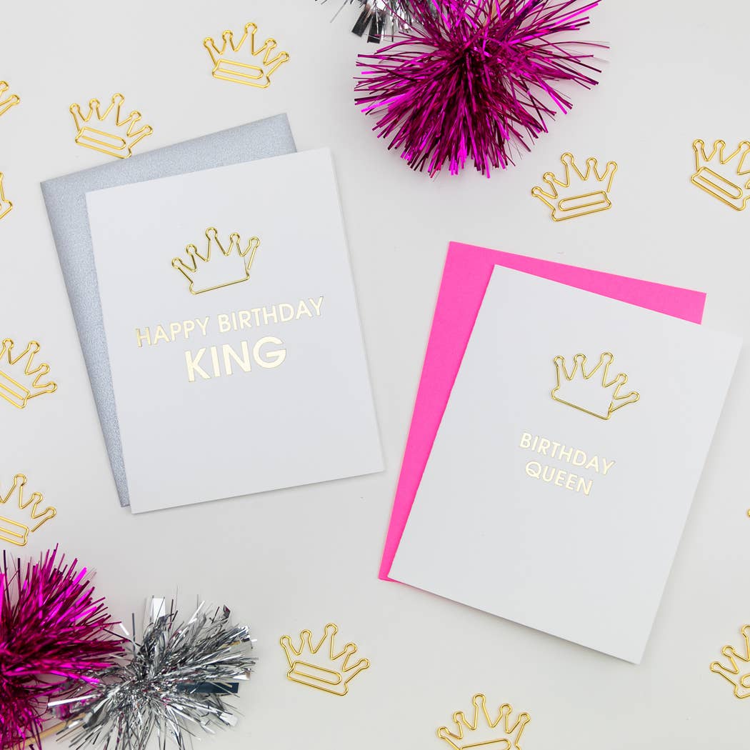 Birthday Queen - Crown Paper Clip Letterpress Card