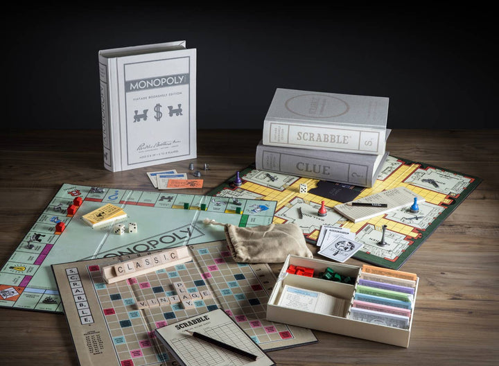 Scrabble, Monopoly, Clue Vintage Bookshelf Assortment
