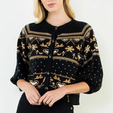 THML | Wide Sleeve Pattern Button Cardigan - Black