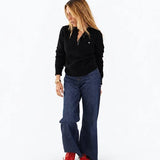 Kerri Rosenthal | Femme Ruffle Henley Sweater - Black