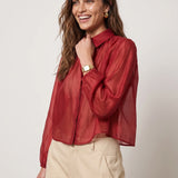 The Shirt | The Longsleeve Hayden Shirt- Brick Red
