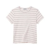 Perfect White Tee | Lisa Stripe Cotton Short Sleeve Vintage Crew - Natural/Black Stripe