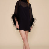 Lucy Paris | Harley Feather Trim Dress - Black