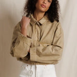 Perfect White Tee | Paloma Canvas Crop Utility Jacket - Warm Ochre