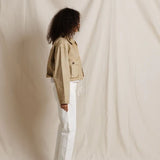 Perfect White Tee | Paloma Canvas Crop Utility Jacket - Warm Ochre