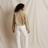 Perfect White Tee | Paloma Canvas Crop Utility Jacket - Warm Ochre