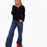 Kerri Rosenthal | Femme Ruffle Henley Sweater - Black