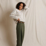 Perfect White Tee | Akira Sateen Slub Barrel Leg Utility Pant - Dark Olive