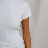 Perfect White Tee | Suri Ribbed Capsleeve Crew - White