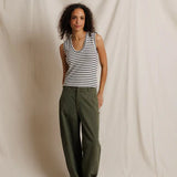 Perfect White Tee | Tracy Stripe U Neck Tank Top- Natural/Black