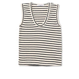 Perfect White Tee | Tracy Stripe U Neck Tank Top- Natural/Black