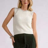 Elan | Sleeveless Raglan Sweater with Silver Trim