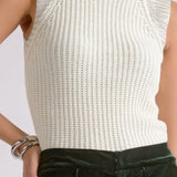 Elan | Sleeveless Raglan Sweater with Silver Trim