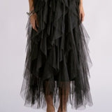 Elan | Ruffle Midi Skirt - Black
