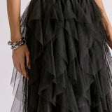 Elan | Ruffle Midi Skirt - Black
