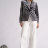 Elan |  Velvet Blazer - Silver