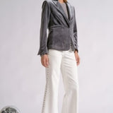 Elan |  Velvet Blazer - Silver