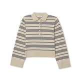 Perfect White Tee | Ximena - Stripe Rugby Sweater - Oatmeal Heather