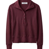 Perfect White Tee | Zia Waffle Placket Collar Pop Over - Cherry Lacquer