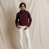 Perfect White Tee | Zia Waffle Placket Collar Pop Over - Cherry Lacquer