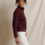 Perfect White Tee | Zia Waffle Placket Collar Pop Over - Cherry Lacquer