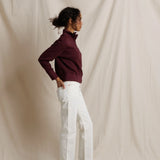 Perfect White Tee | Zia Waffle Placket Collar Pop Over - Cherry Lacquer