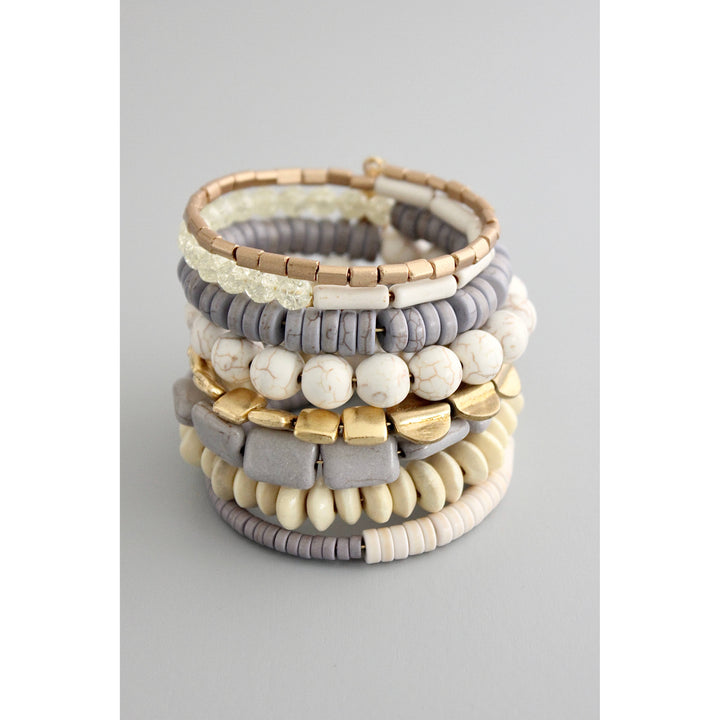 Gray, White, and Brass Wrap Bracelet