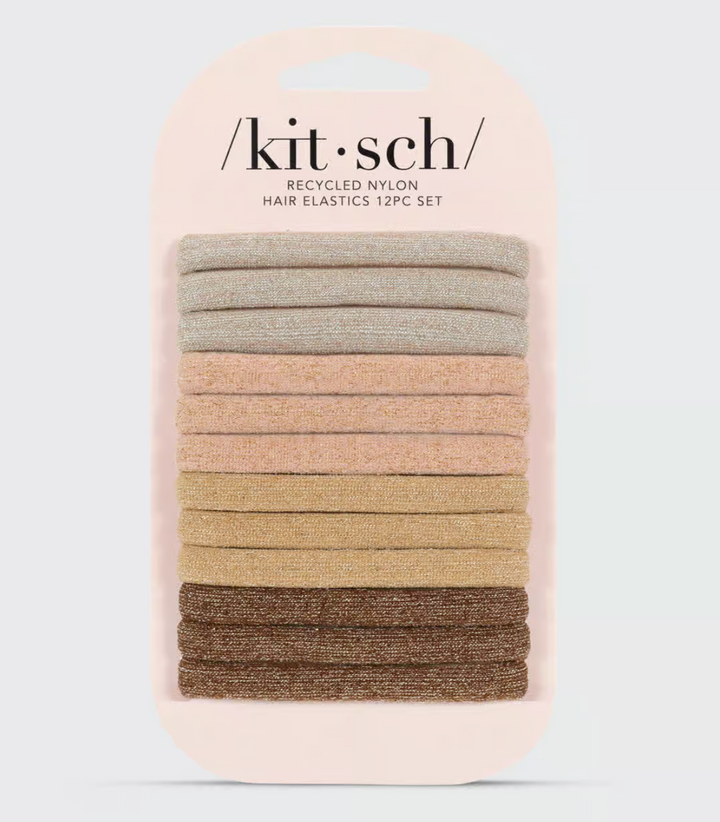 Kitsch Nylon Glitter Medium Elastics 12pc Set | Neutral