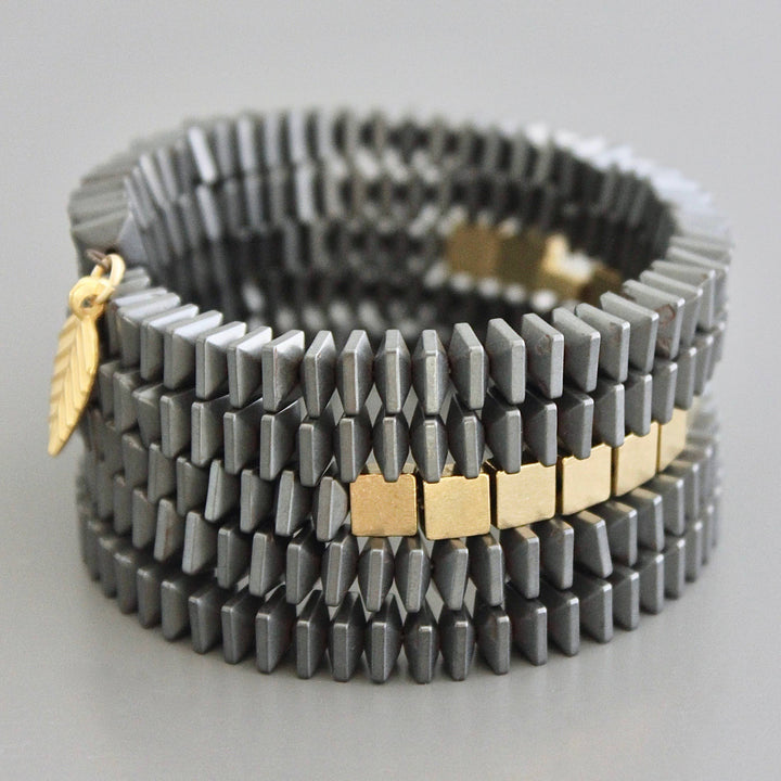 Hematite and Brass Wrap Bracelet