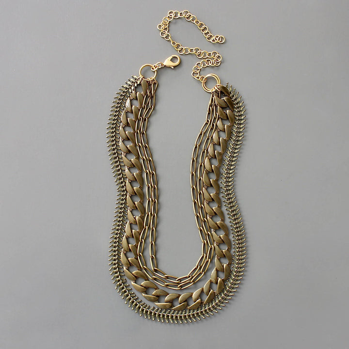 Multi Strand Brass Ox Chain Necklace